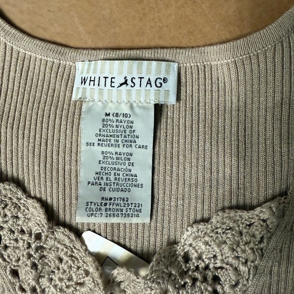 White Stag Dead stock Ribbed Thick Tee Women’s Size Medium Light Brown - Picture 2 of 6